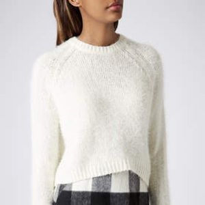 Topshop Knitted Fluffy Crop Jumper